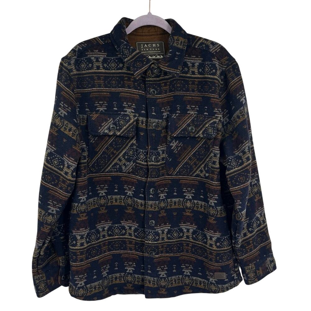 JACHS New York Aztec Southwestern Button-Up Shirt Jacket Men’s Large Wool Blend